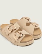 Scholl Șlapi Flora 2 Straps Chunky | piele întoarsă