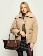 Tommy Hilfiger Geantă pe umăr East West cu adaos de piele