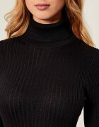Tommy Hilfiger Rochie RIB ROLL-NK cu adaos de mătase