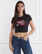 Tommy Jeans Tricou WASHED TJ LIPS | Cropped Fit