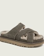 UGG Căptușite papuci de casă W Greenport Cross Strap Slide | piele întoarsă (zamsz) | cu adaos de lână