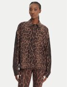 adidas Jachetă cămașă Seasonal Essentials Leopard Print JZ0297 Maro Loose Fit