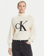 Calvin Klein Jeans Bluză cu gât LV047D349G Écru Loose Fit
