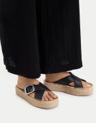 Calvin Klein Şlapi Flatf Espadrill Cross Lth Hdw HW0HW02892 Negru