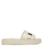 Calvin Klein Şlapi Flatform Slide W/Ck Hw - Lth HW0HW02368 Écru
