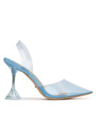 DeeZee Pantofi cu toc subțire ZALHT-02 BLUE PU Transparent