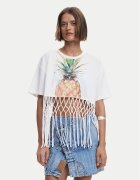 Desigual Tricou 25SWTKAN Écru Regular Fit