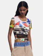 Desigual Tricou Collage 25SWTK14 Regular Fit