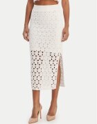 Fracomina Fustă midi FR26SG4008K488R6 Écru Slim Fit