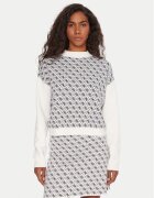 GUESS Bluză cu gât W5BR23 Z3JD2 Écru Relaxed Fit