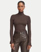 GUESS Bluză cu gât W6BR29 Z1417 Maro închis Slim Fit