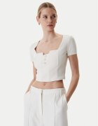 GUESS Bluză W6RP08 KCBO2 Écru Classic Fit