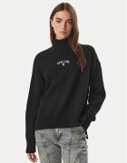 GUESS JEANS Bluză cu gât W6BR09 Z1252 Negru Relaxed Fit