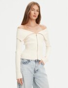 GUESS Pulover W5YR03 Z30I2 Écru Slim Fit