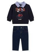 GUESS Set bluză și pantaloni din material I6BG06 K5811 Bleumarin Regular Fit