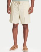 Mustang Pantalon scurți din material Linen 1016459 Écru Loose Fit