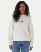 Tommy Jeans Bluză cu gât Badge DW0DW22109 Écru Relaxed Fit