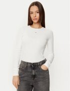 Tommy Jeans Bluză Essential DW0DW17387 Écru Slim Fit