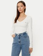 Tommy Jeans Bluză Essential DW0DW17990 Écru Slim Fit