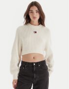Tommy Jeans Pulover Badge DW0DW21677 Écru Regular Fit