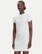 Tommy Jeans Rochie de zi Script DW0DW21186 Écru Slim Fit