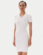 Tommy Jeans Rochie tricotată Pointelle DW0DW20874 Écru Slim Fit