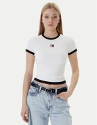 Tommy Jeans Tricou Badge DW0DW22575 Écru Slim Fit