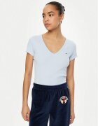 Tommy Jeans Tricou Essential DW0DW17385 Albastru celest Slim Fit
