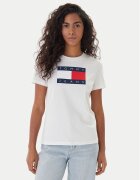 Tommy Jeans Tricou Flag DW0DW22562 Écru Regular Fit