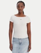 Tommy Jeans Tricou Lettuce Edge DW0DW22460 Écru Slim Fit