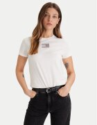 Tommy Jeans Tricou Party Flag DW0DW21965 Écru Regular Fit