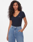 Tommy Jeans Tricou Tjw Slim Essential Rib V Ss DW0DW17385 Slim Fit