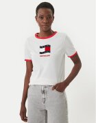 Tommy Jeans Tricou Wavy Flag Contrast Ringer DW0DW22306 Regular Fit