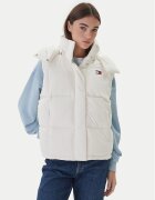 Tommy Jeans Vestă Tjw Alaska Grid Down Vest DW0DW21627 Écru Regular Fit