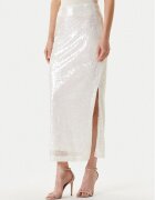 YAS Fustă maxi Sequina 26037771 Écru Regular Fit