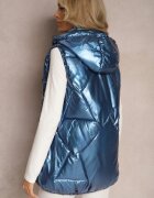6&8 fashion Vestă Albastră cu Matlasare Geometrică și Glugă Lucide