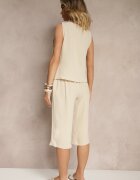 ab. ambitonfly Compleu Bej deschis Pantaloni 3/4 Lejeri și Tricou fără mâneci Decorat cu nasturi Ravione