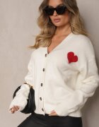 acajo Cardigan Alb Deschis Decorat Cu Inimă Miathia
