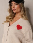 acajo Cardigan Bej Deschis Decorat cu Inimă Miathia