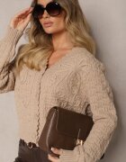 acajo Cardigan Bej Oversize cu Nasturi și Reliefuri Decorative Palabia