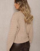 acajo Cardigan Bej Oversize cu Nasturi și Reliefuri Decorative Palabia