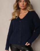 acajo Cardigan Bleumarin Deschis cu Lână și Manșete la Mâneci Ciarella