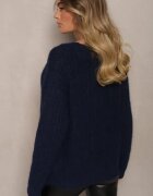 acajo Cardigan Bleumarin Deschis cu Lână și Manșete la Mâneci Ciarella