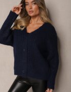 acajo Cardigan Bleumarin Deschis cu Lână și Manșete la Mâneci Ciarella