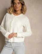 acajo Cardigan Clasic Alb cu Decolteu Rotund Reonira