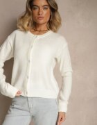 acajo Cardigan Clasic Alb cu Decolteu Rotund Reonira