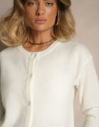 acajo Cardigan Clasic Alb cu Decolteu Rotund Reonira