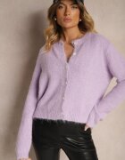 acajo Cardigan Clasic Violet cu Croială Dreaptă Riavara