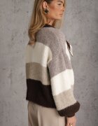 acajo Cardigan cu lână vâscoză și bumbac cu eșarfă decorativă la gât Rosalindda Bej