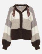 acajo Cardigan cu lână vâscoză și bumbac cu eșarfă decorativă la gât Rosalindda Bej